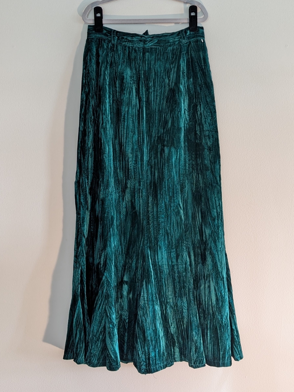 Vintage Guess By Marciano Green Crush Velvet Midi Mermaid Skirt 26-27, Sz Small